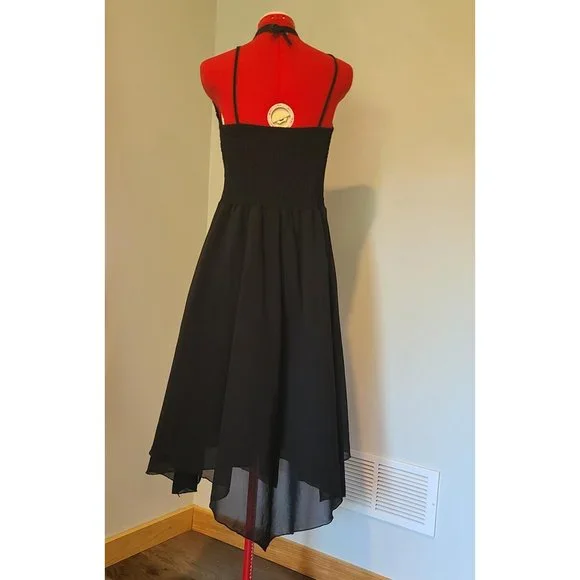 CharMma Women's Gothic Bow Neck Cross Back Sleeveless Floral Lace Corset Dress - Picture 3 of 4